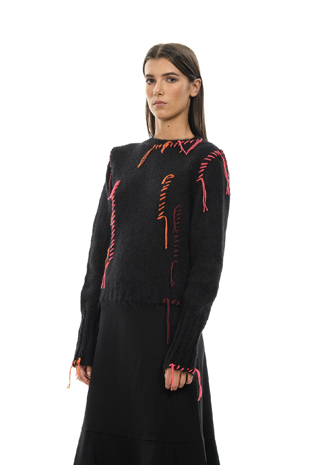 ROSÈ A POIS DRUSILLLA Maglione Con Ricami Colorati