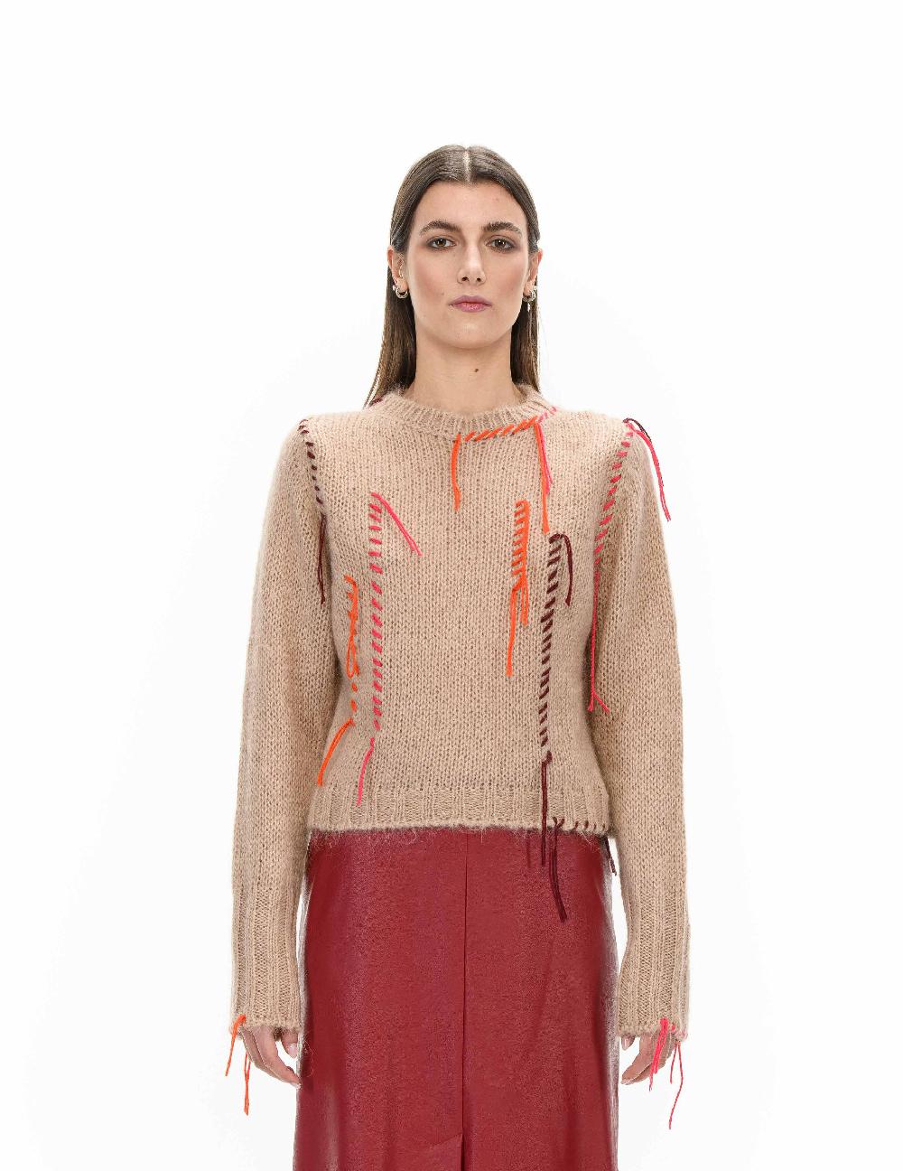 ROSÈ A POIS DRUSILLLA Maglione con ricami colorati