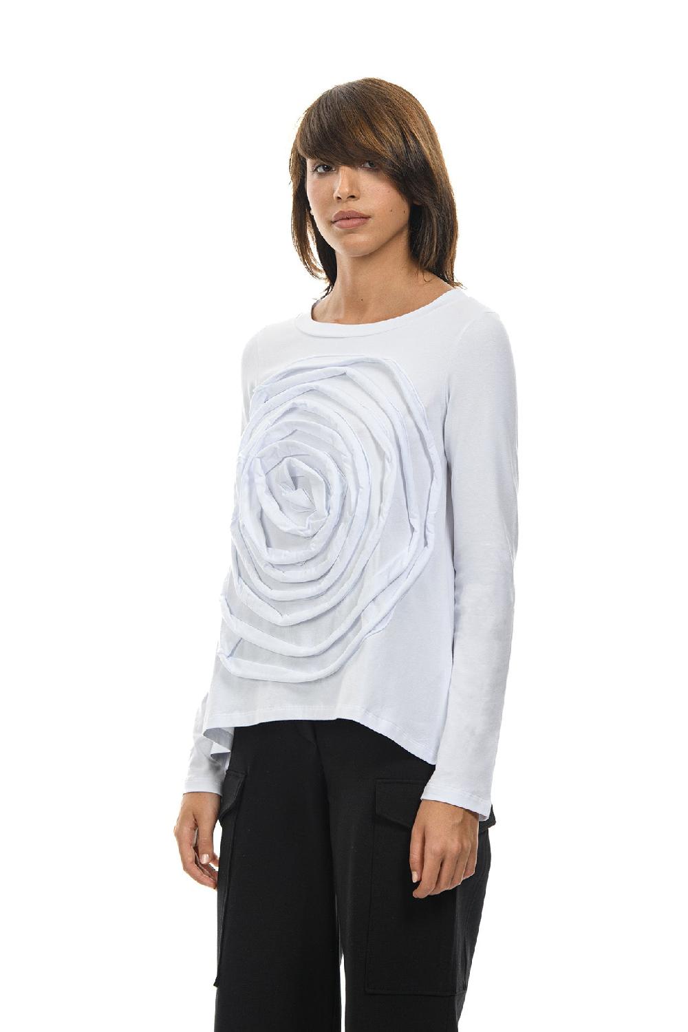 ROSÈ A POIS LEVANTE T-shirt con maxi rosa