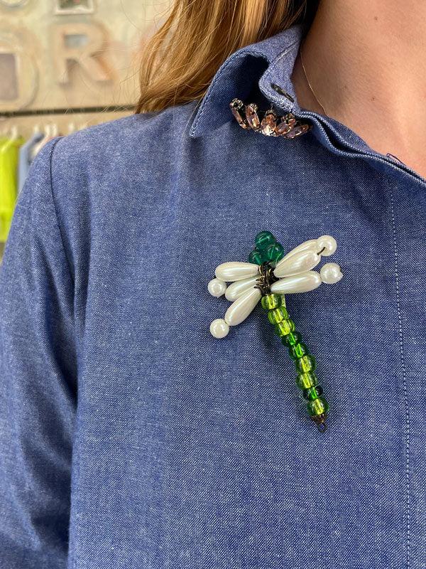 ROSÈ A POIS Libellula Spilla