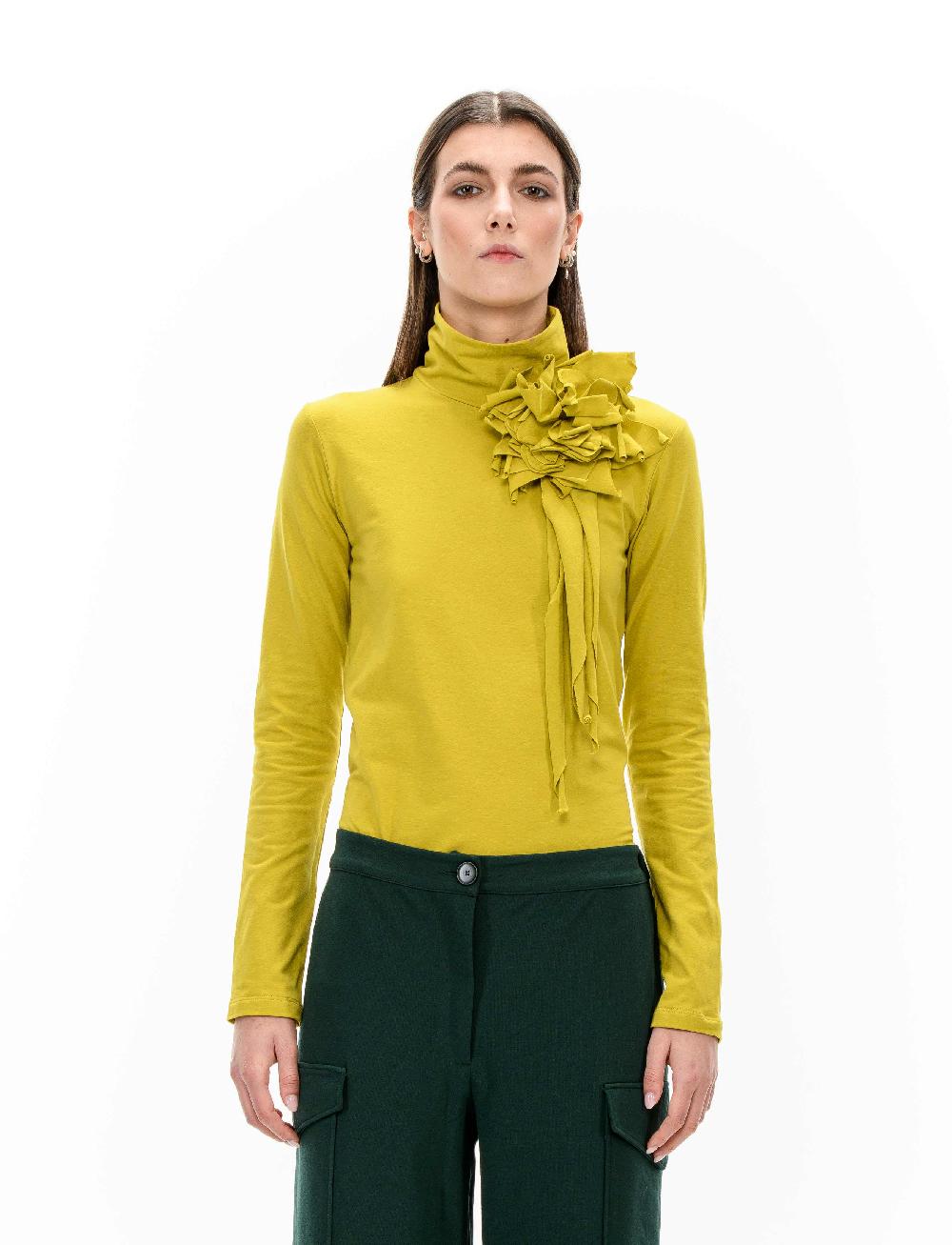 ROSÈ A POIS MAGO' Dolcevita con maxi fiore