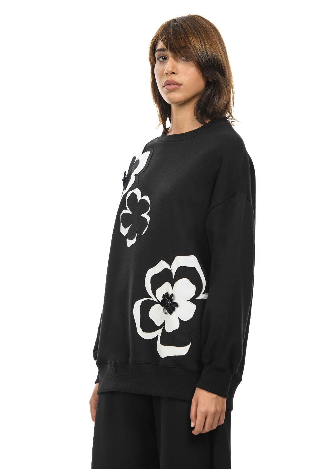 ROSÈ A POIS MOLLY Felpa Over Con Fiori