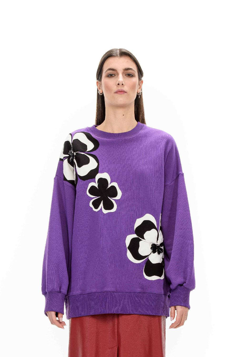 ROSÈ A POIS MOLLY Felpa Over Con Fiori