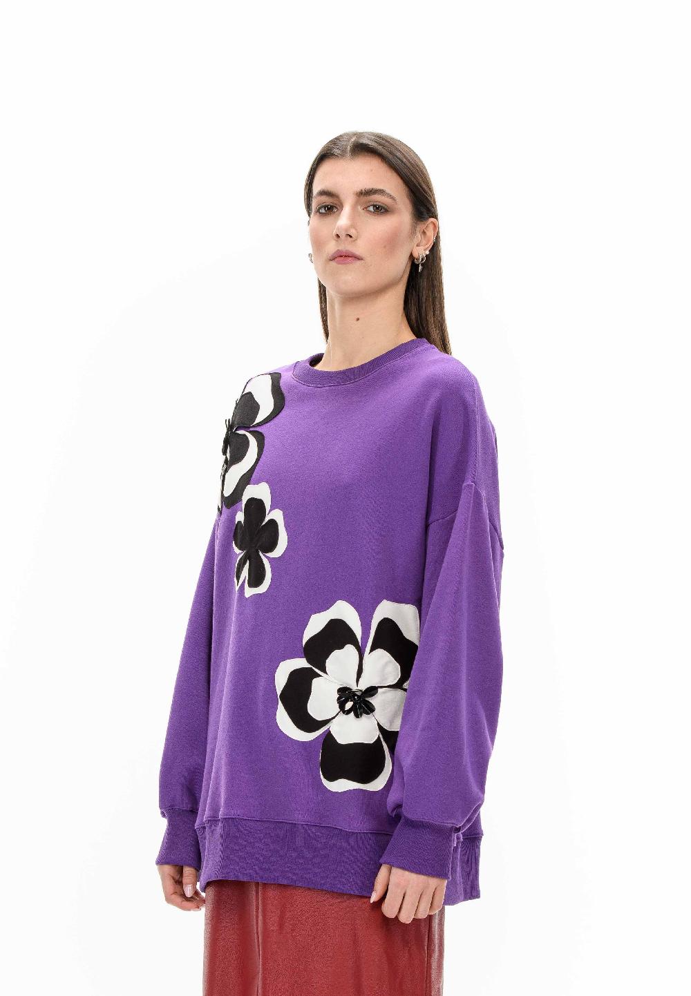 ROSÈ A POIS MOLLY Felpa Over Con Fiori