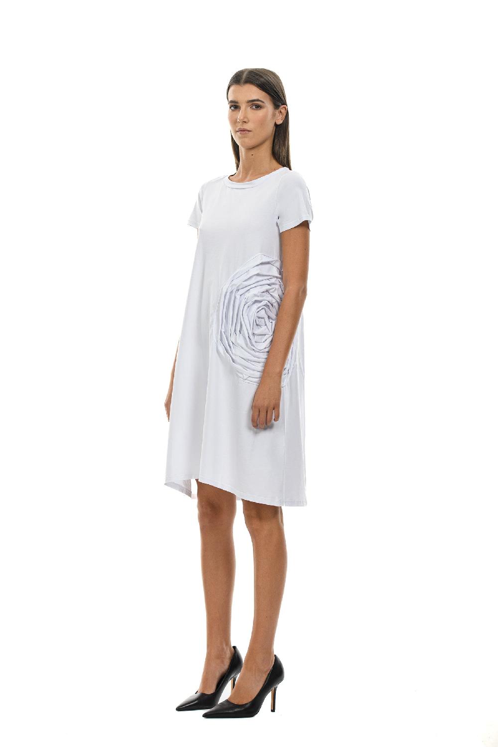 ROSÈ A POIS PISTACCHIO Abito con maxi rosa