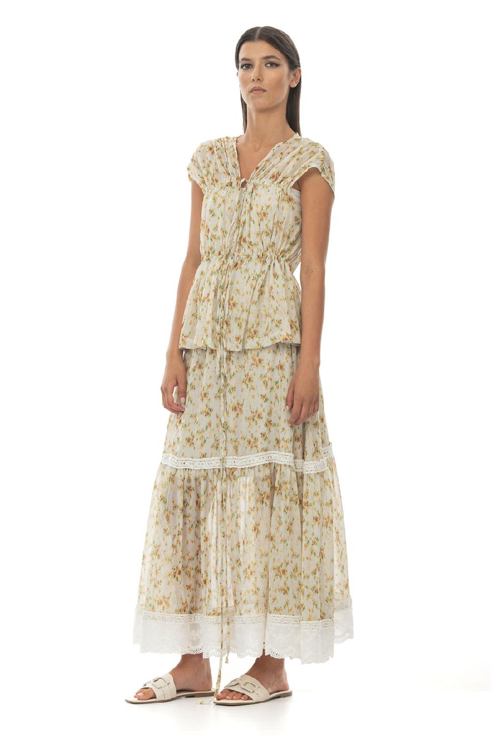 ROSÈ A POIS Riccioli D'Oro Chiffon Top