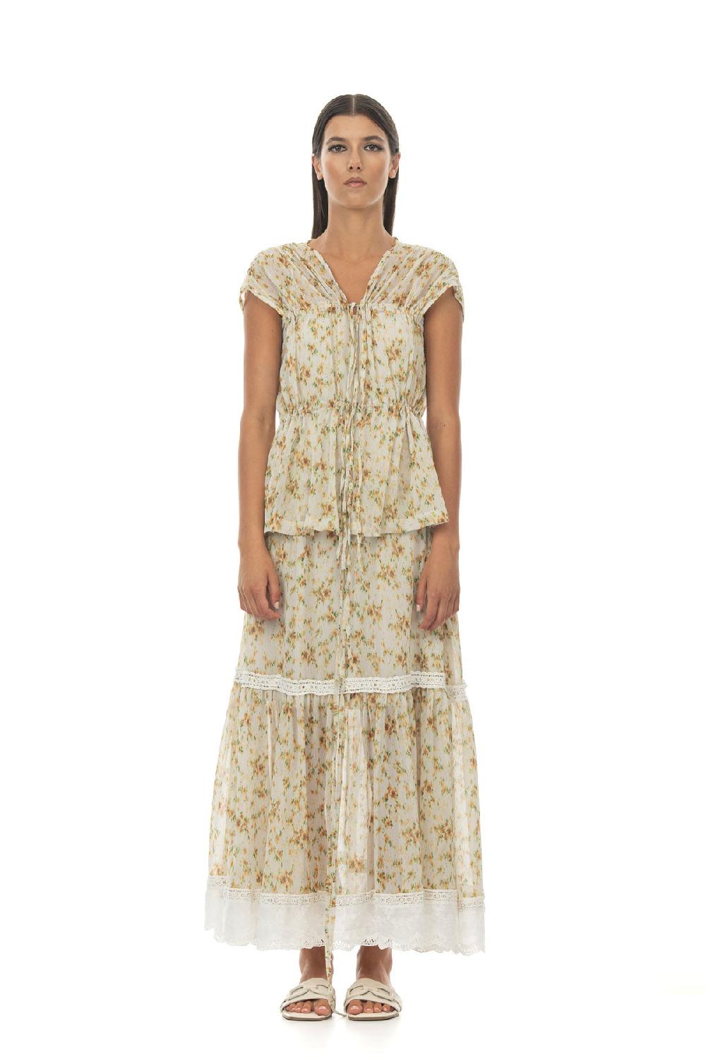 ROSÈ A POIS Riccioli D'Oro Chiffon Top