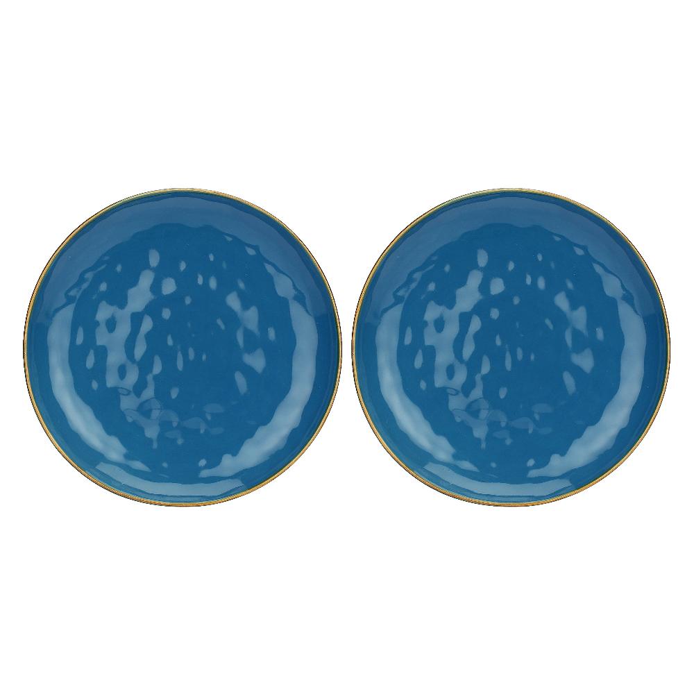 ROSÈ A POIS Set 2 Vassoi Rotondi Concerto Blu Avio