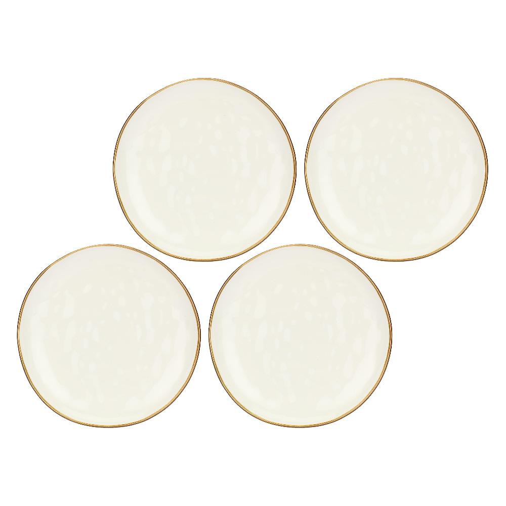 ROSÈ A POIS Set 4 Piatti Piani Concerto Avorio