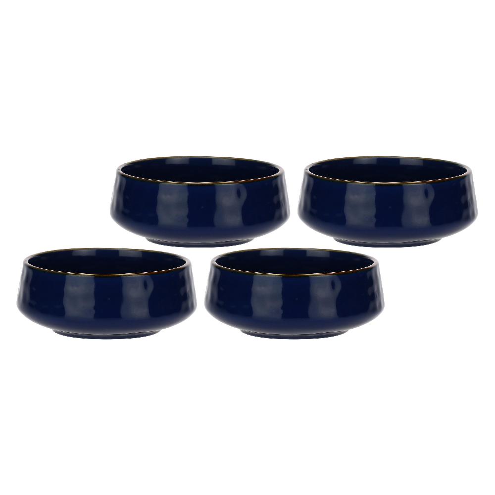 ROSÈ A POIS Set 4 Ciotole/Piatti Fondi Concerto Glam Blu Cobalto