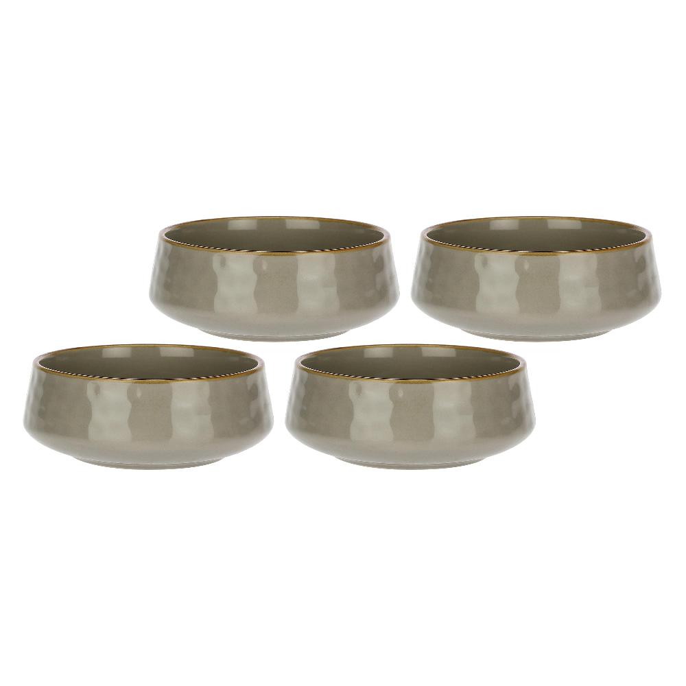 ROSÈ A POIS Set 4 Ciotole/Piatti Fondi Concerto Glam Grigio Perla