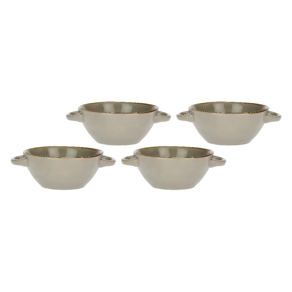 ROSÈ A POIS Set 4 Ciotole Zuppa Con Manici Concerto Grigio Perla