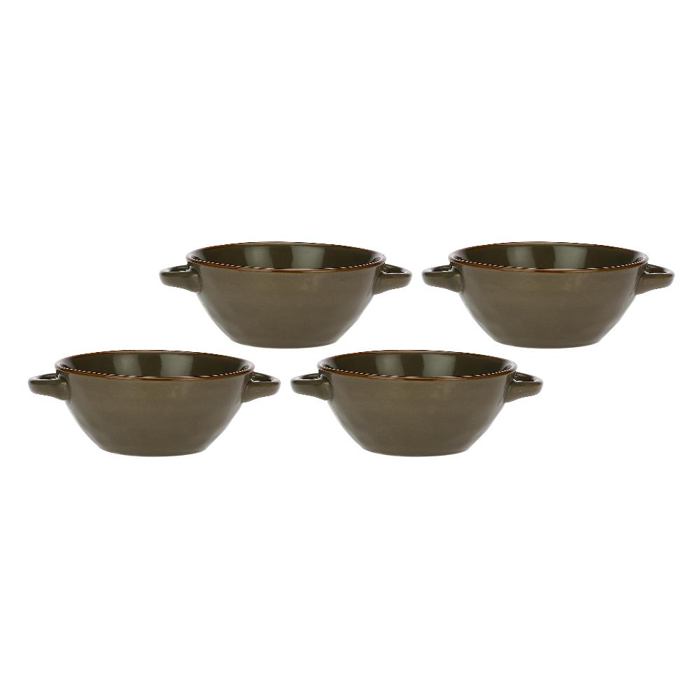 ROSÈ A POIS Set 4 Ciotole Zuppa Con Manici Concerto Grigio Tortora