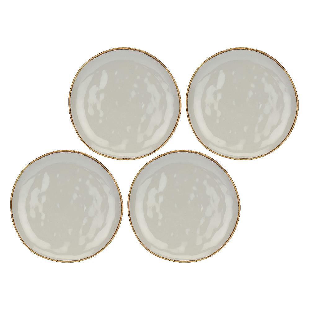 ROSÈ A POIS Set 4 Piatti Piani Concerto Grigio Perla