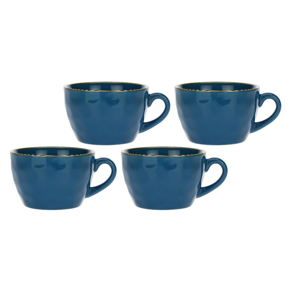 ROSÈ A POIS Set 4 Tazze Colazione Concerto Blu Avio