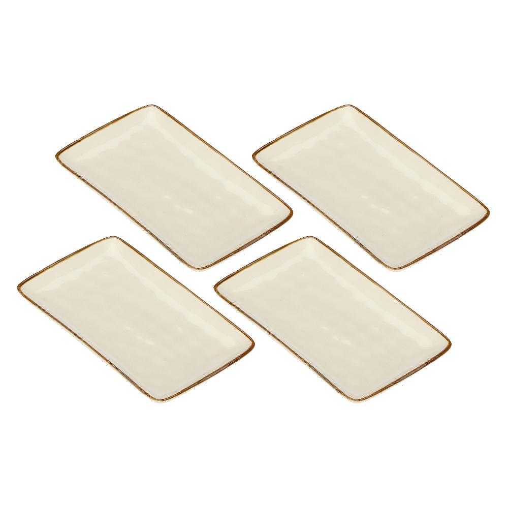 ROSÈ A POIS Set 4 Vassoi Rettangolari 20x13 Cm Concerto Avorio