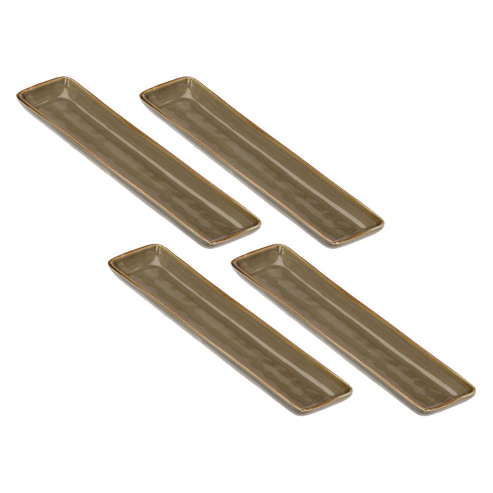 ROSÈ A POIS Set 4 Vassoi Rettangolari 32x8 Cm Concerto Grigio Tortora