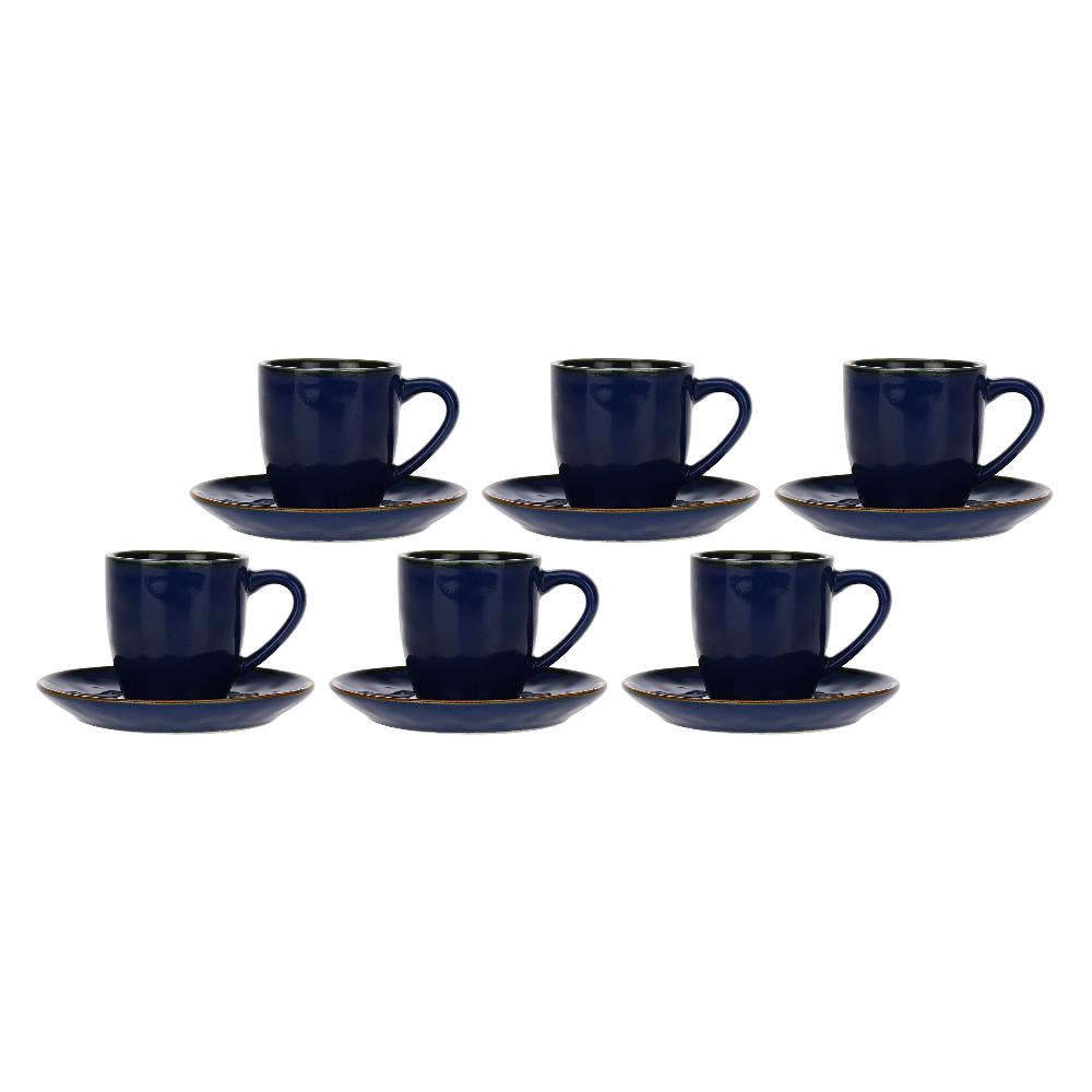 ROSÈ A POIS Set 6 Tazzine Caffè Con Piattino Concerto Blu Cobalto