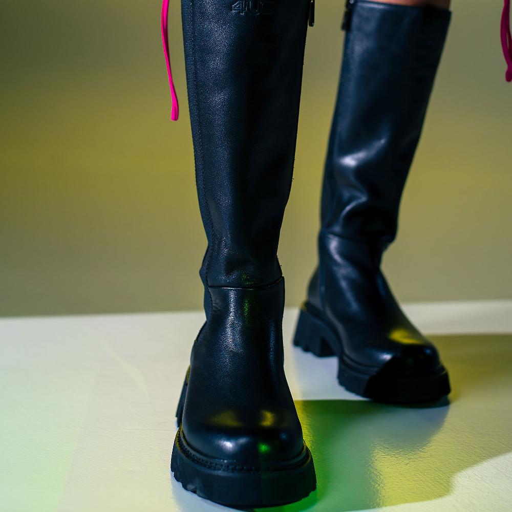 QVC 4us Paciotti Stivali In Pelle Con Maxi Elastico Laterale E Tacco 5cm