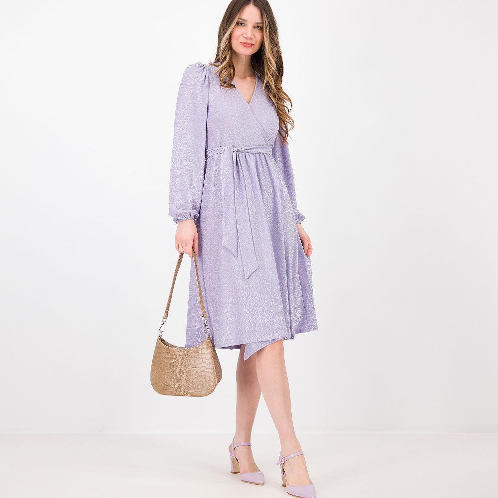 QVC A*dela Abito Lungo In Jersey Con Lamé Corpino Incrociato Made In Italy
