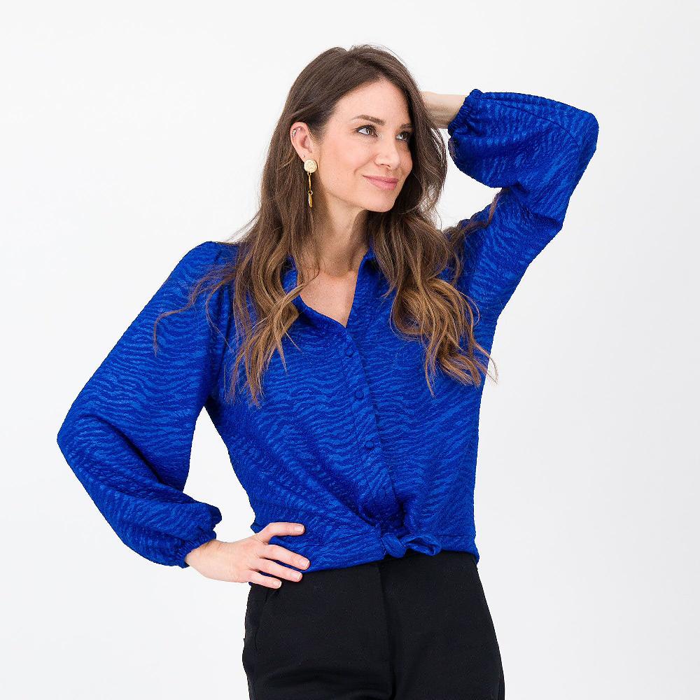 QVC A*dela Camicia in jersey jacquard zebrato con manica al polso