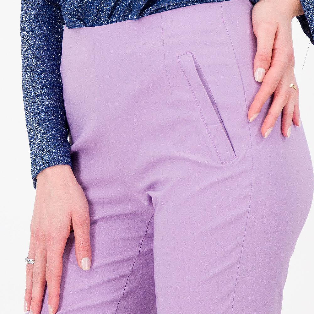 QVC A*dela Pantaloni A Trombetta Tessuto Super-stretch Finte Tasche Filetto Made In Italy