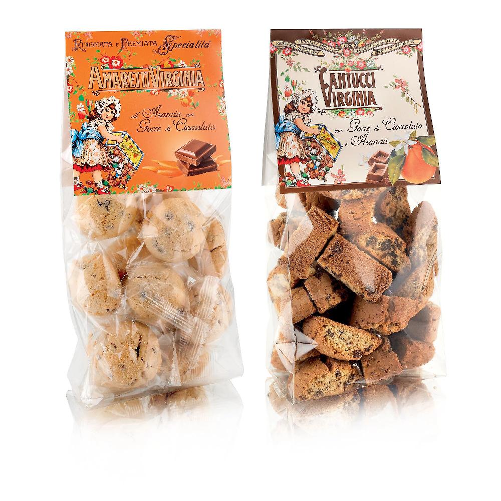 QVC Amaretti Virginia Set amaretti all' arancia con gocce di cioccolato+cantucci