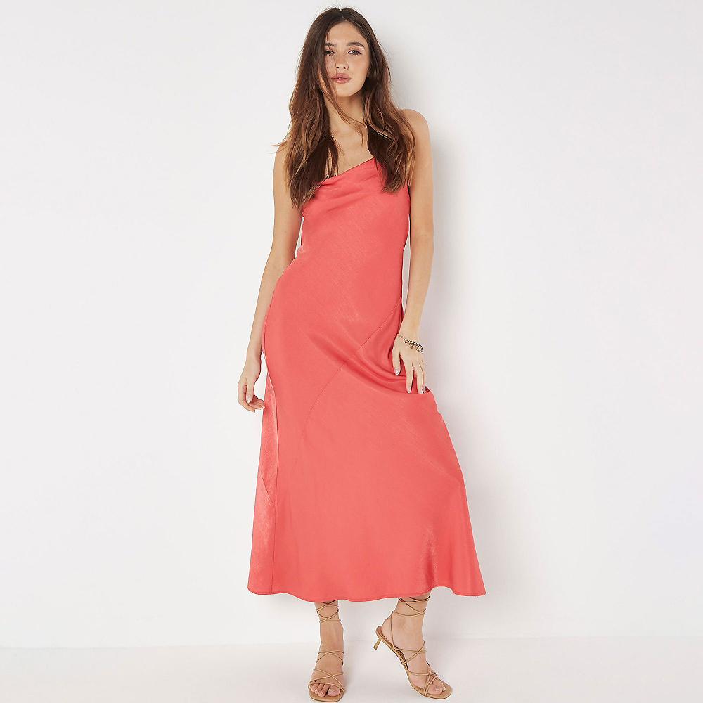 QVC APRICOT Abito Lungo In Satin Con Spalline Regolabili