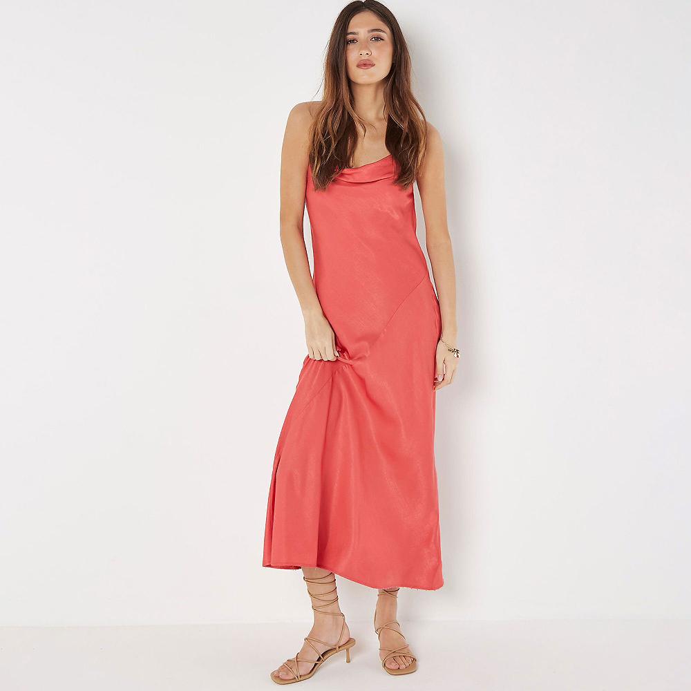 QVC APRICOT Abito lungo in satin con spalline regolabili