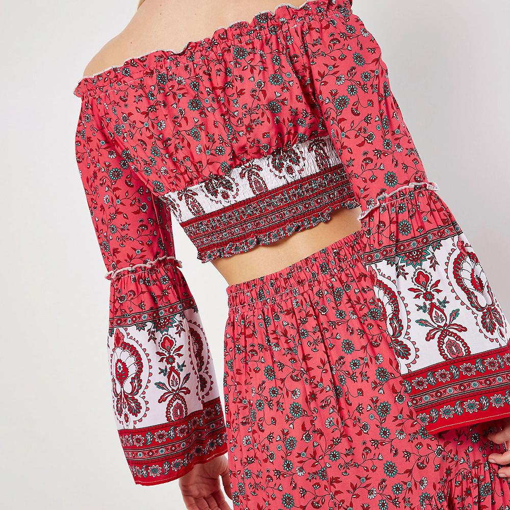QVC APRICOT Blusa Cropped In Viscosa Fantasia A Maniche Lunghe