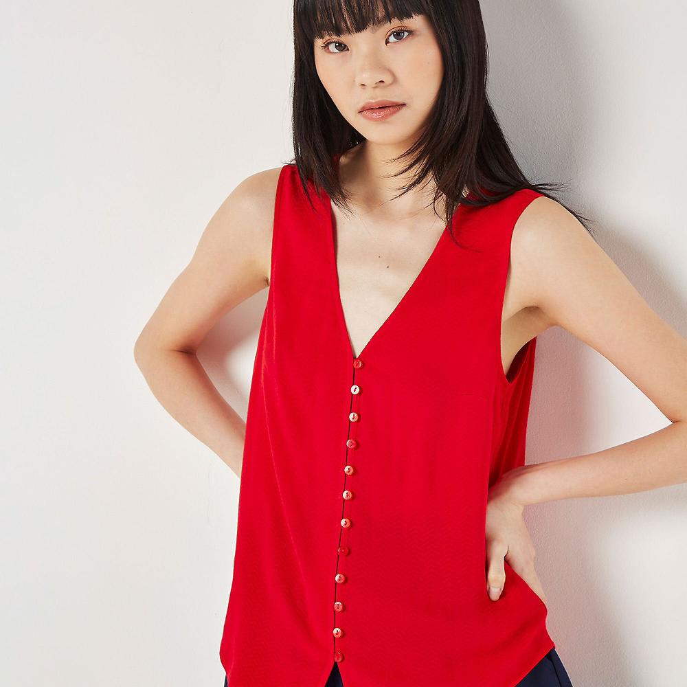 QVC APRICOT Blusa Smanicata In Viscosa Con Bottoni Davanti