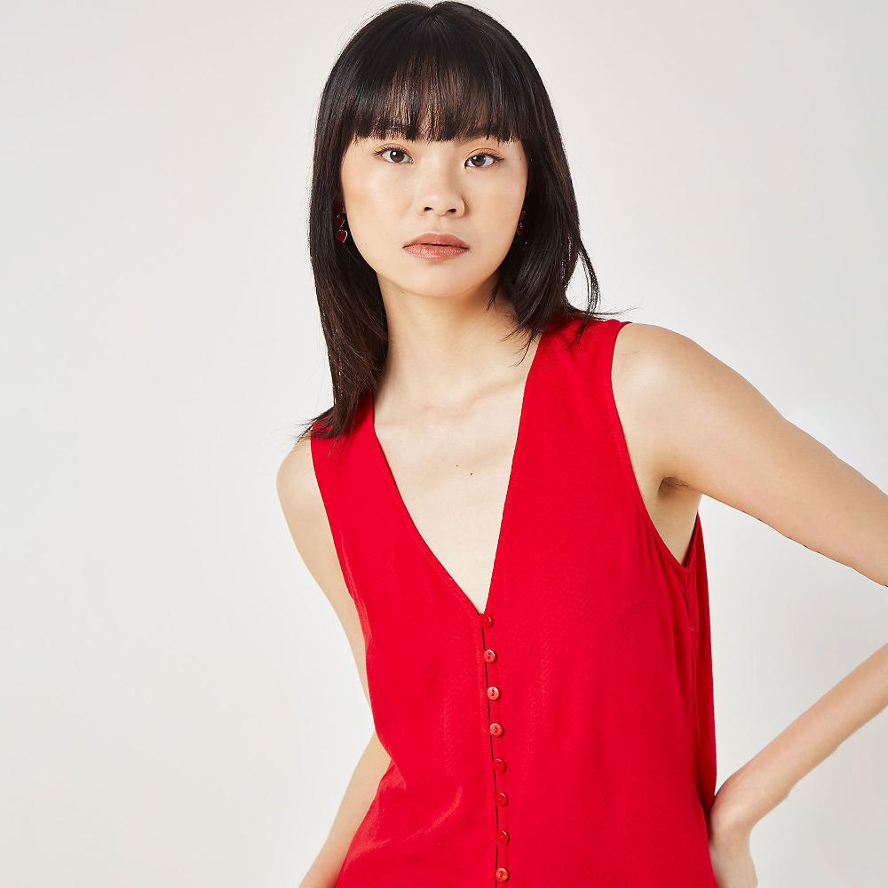 QVC APRICOT Blusa Smanicata In Viscosa Con Bottoni Davanti