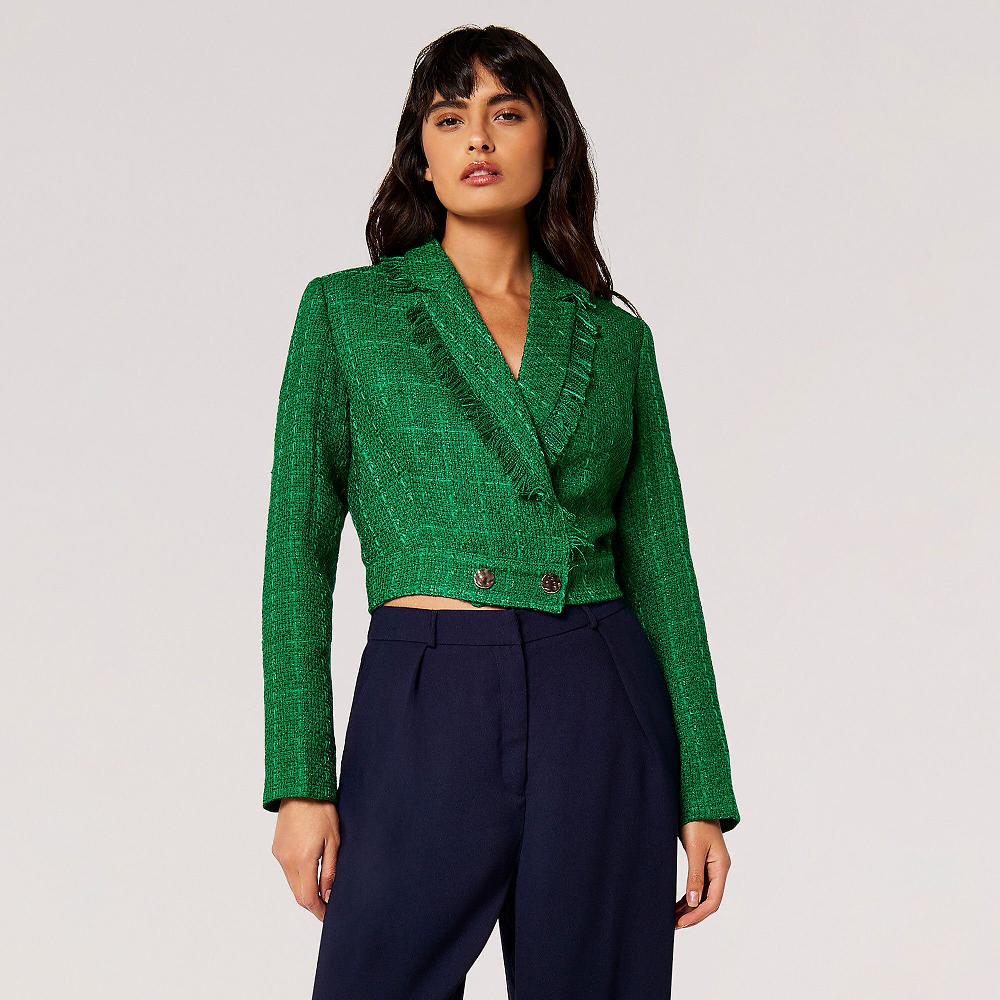 QVC APRICOT Giacca cropped con scollo rever con frange