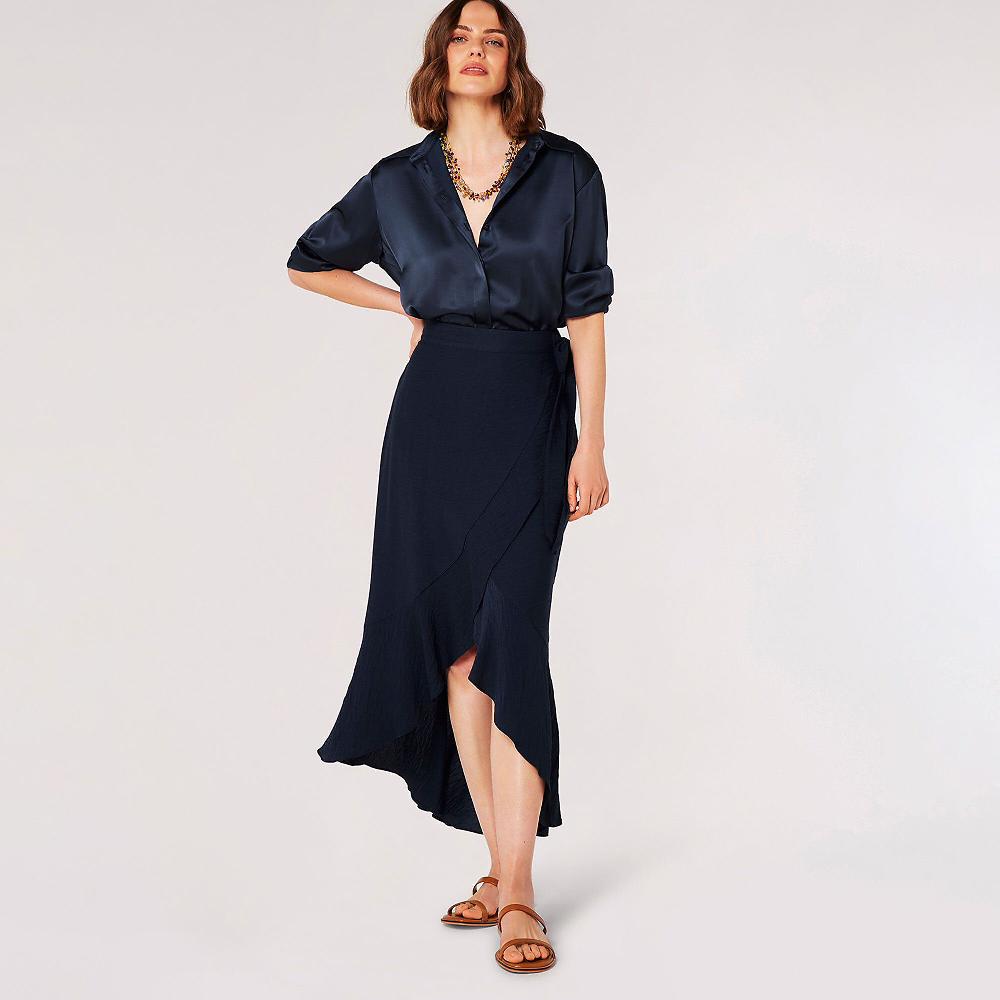 QVC APRICOT Gonna Lunga A Portafoglio In Misto Viscosa Con Volant