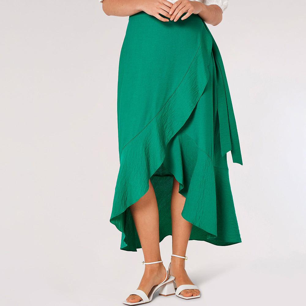 QVC APRICOT Gonna lunga a portafoglio in misto viscosa con volant