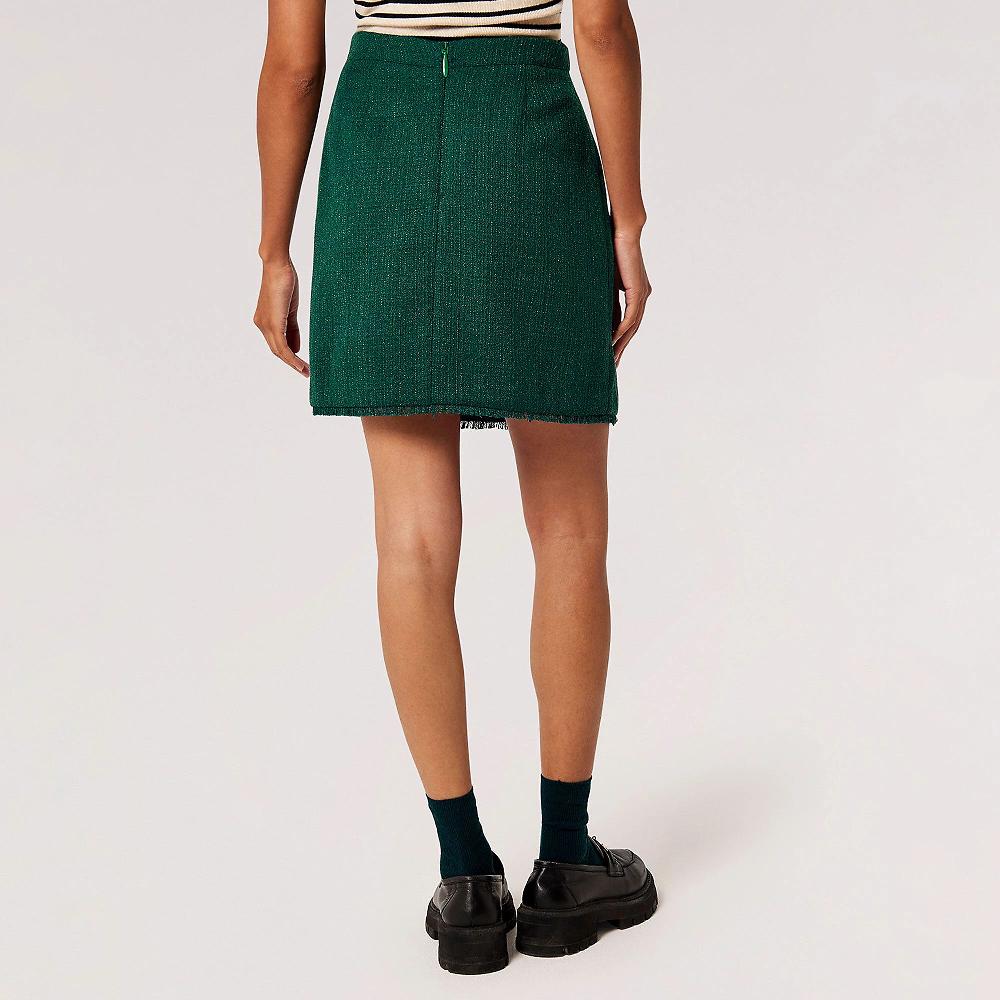 QVC APRICOT Gonna Mini Ad A In Tweed Con Motivo Di Frange