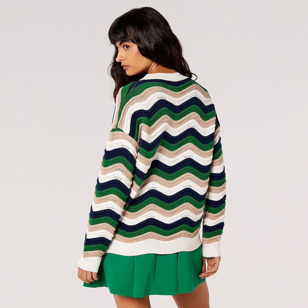 QVC APRICOT Maglione Con Lavorazione A Onde Colorate