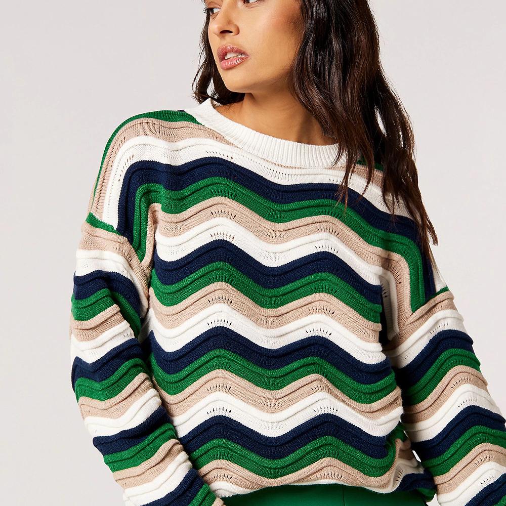 QVC APRICOT Maglione Con Lavorazione A Onde Colorate