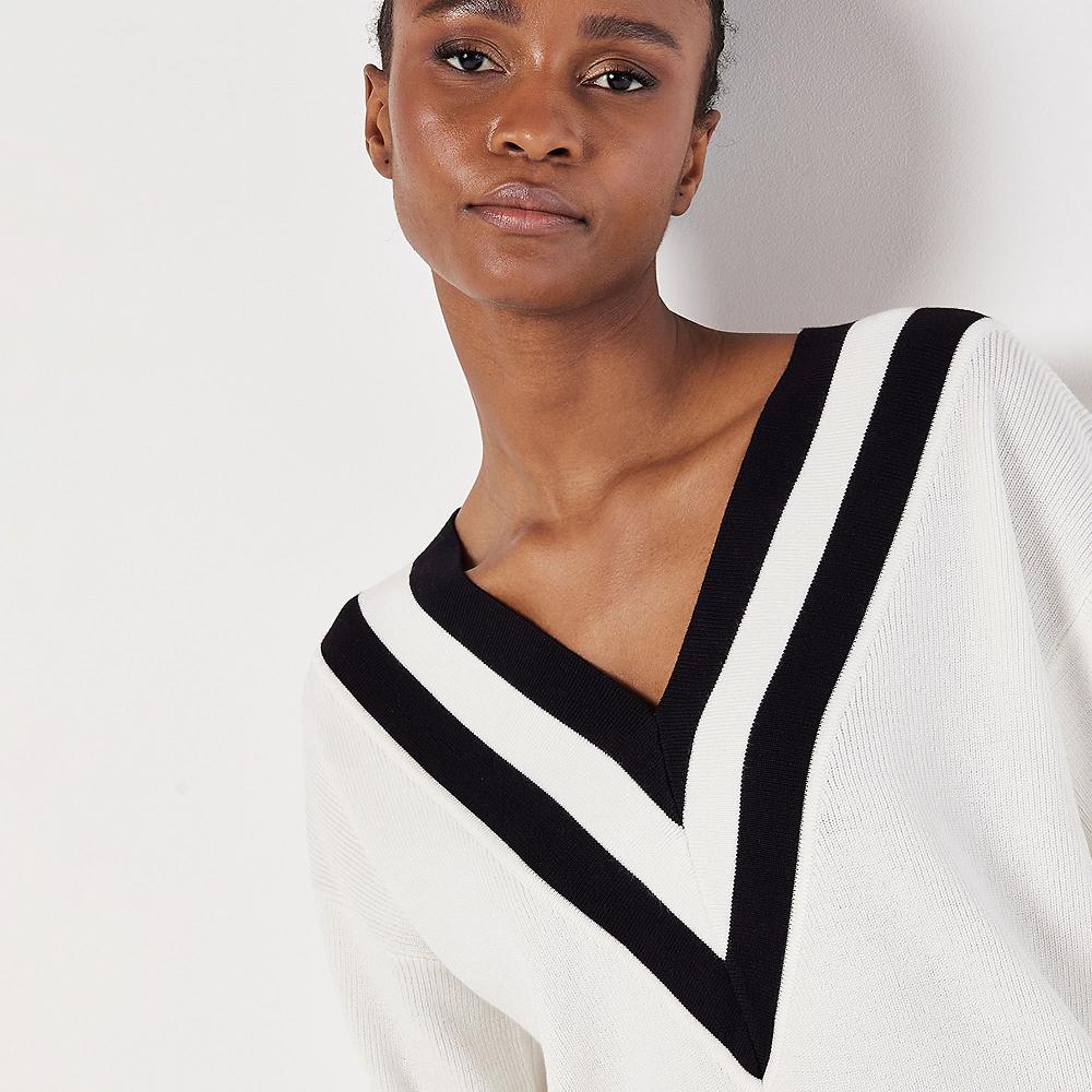 QVC APRICOT Maglione Con Scollo A V Con Bordi In Contrasto
