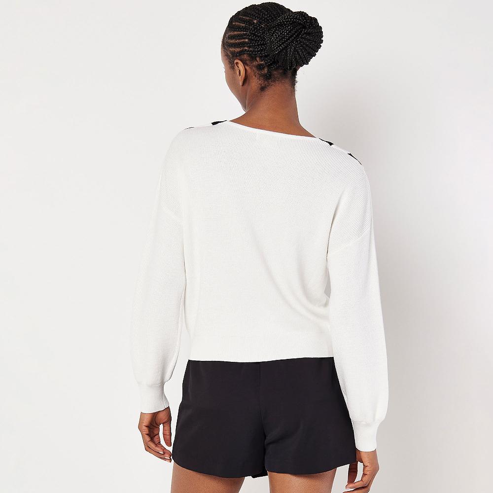 QVC APRICOT Maglione Con Scollo A V Con Bordi In Contrasto