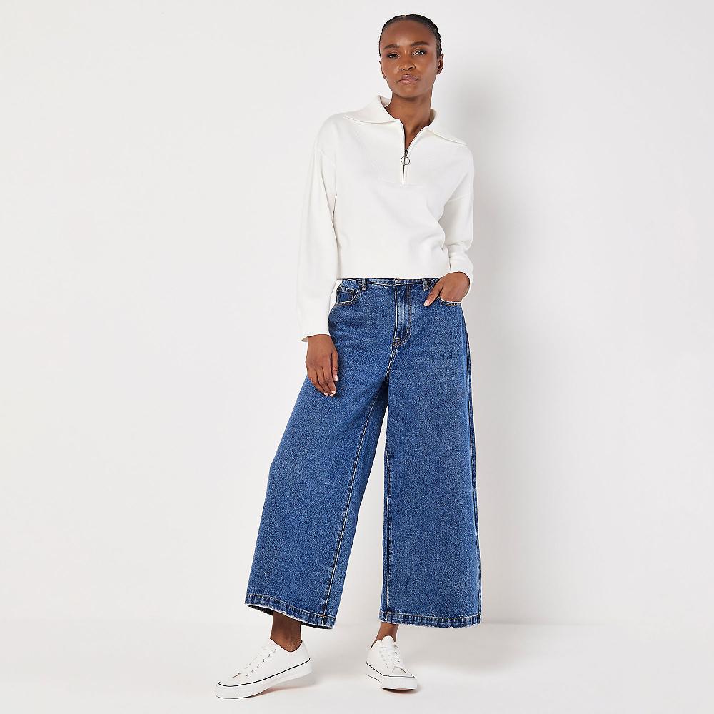 QVC APRICOT Maglione Cropped Con Colletto E Chiusura A Zip