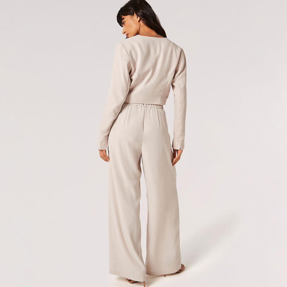 QVC APRICOT Pantaloni Lunghi Vita Alta Con Piega Frontale