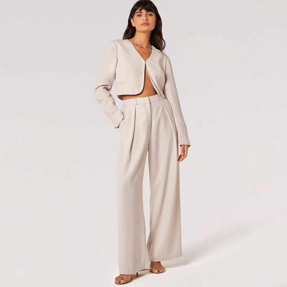 QVC APRICOT Pantaloni Lunghi Vita Alta Con Piega Frontale