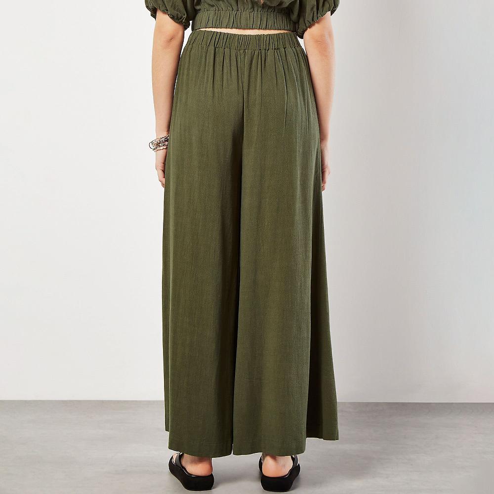 QVC APRICOT Pantapalazzo In Viscosa Con Lino Elastico In Vita