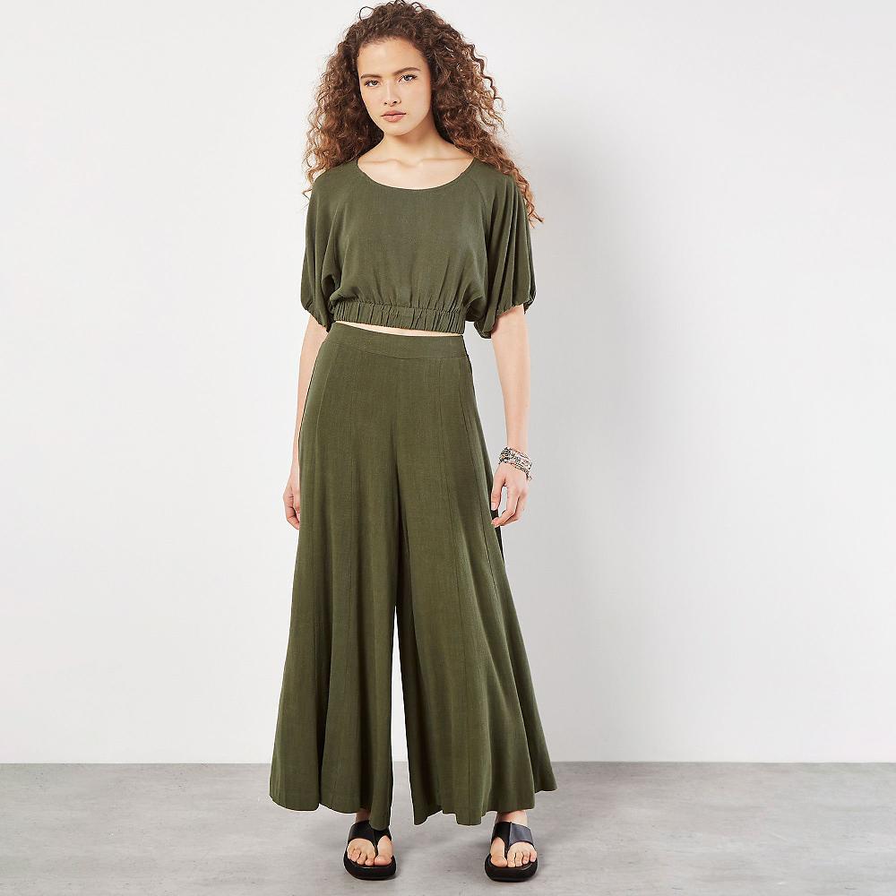 QVC APRICOT Pantapalazzo In Viscosa Con Lino Elastico In Vita