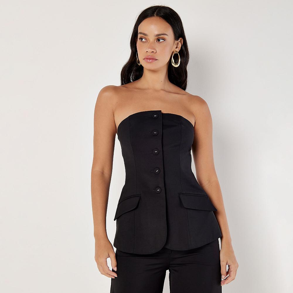 QVC APRICOT Top a fascia con bottoni e tasche con aletta
