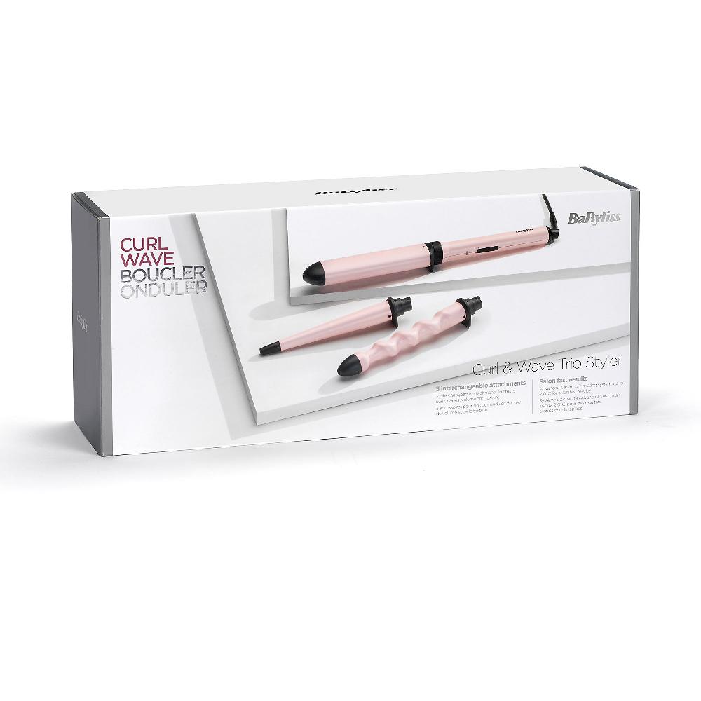 QVC BaByliss Arricciacapelli Curl And Wave Trio Rosa MS750E