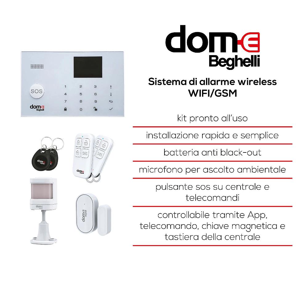 QVC Beghelli Kit Sistema Di Allarme Wireless WIFI/GSM Con App