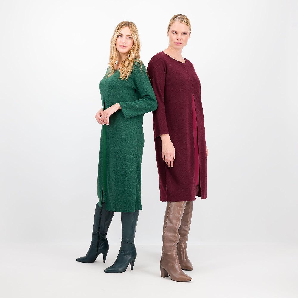 QVC Bianca Della Torre Abito In Mano Cashmere Con Inserto In Raso E Pizzo
