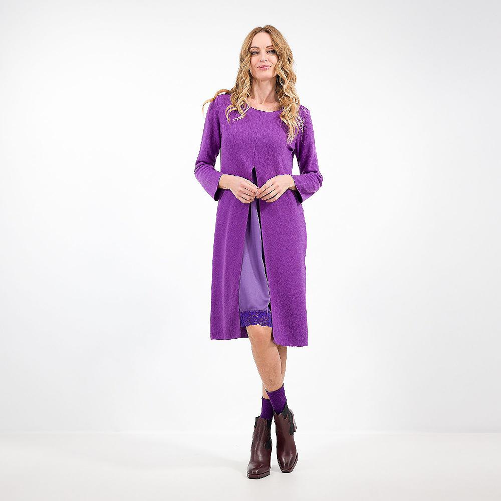 QVC Bianca Della Torre Abito in mano cashmere con inserto in raso e pizzo